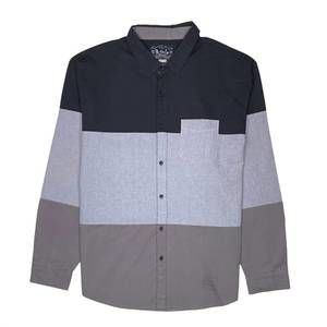 NEW R.SOLE men's tri-color block ls button-up shirt in black